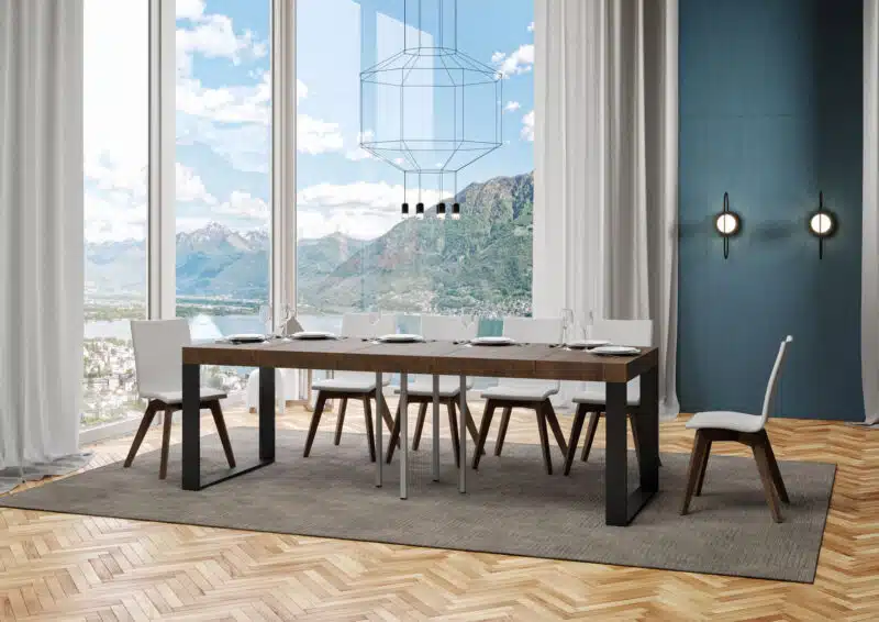Tavolo allungabile 90/246x90 cm Tecno Premium noce gambe antracite - foto 3