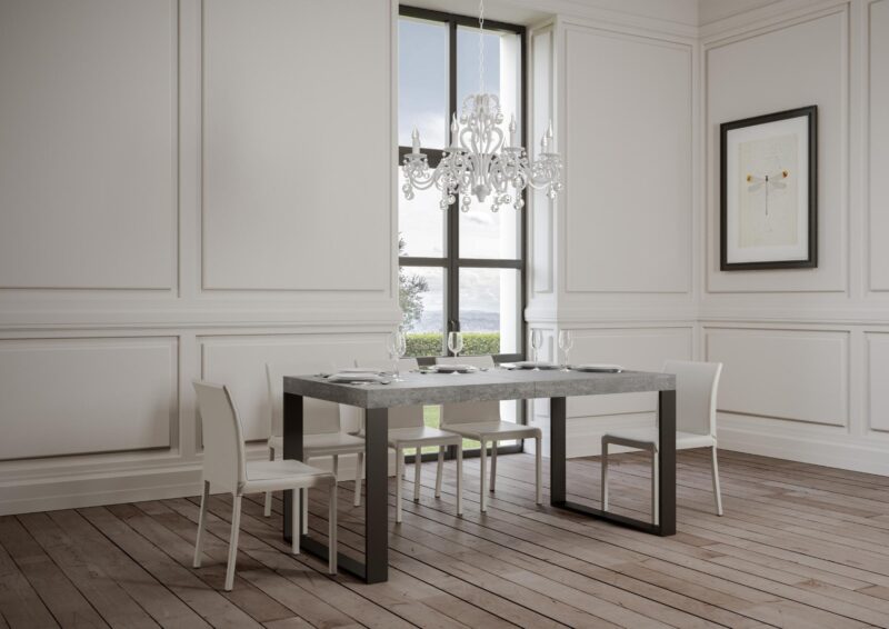 Tavolo allungabile 180/284x90 cm Tecno Premium cemento gambe antracite - immagine 2