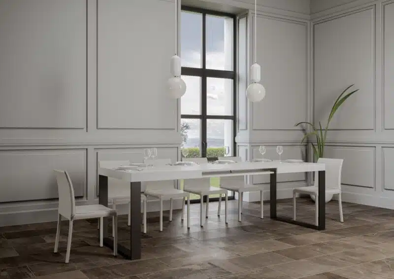 Tavolo allungabile 180/284x90 cm Tecno bianco frassino gambe antracite - foto 3