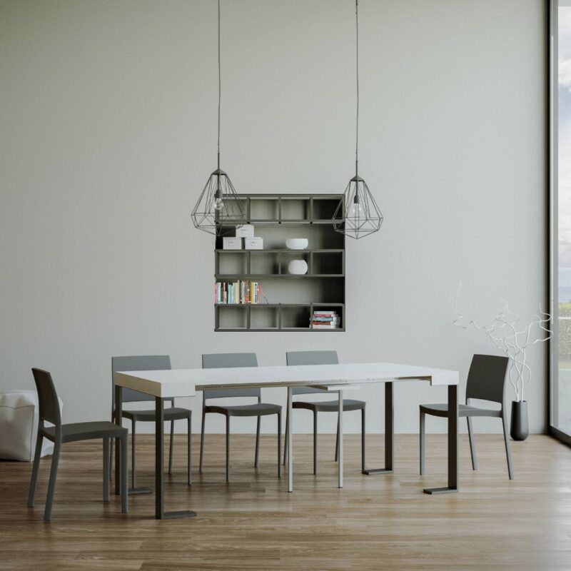 Consolle allungabile 90x40/196 cm Tecno Small bianco frassino - immagine 3