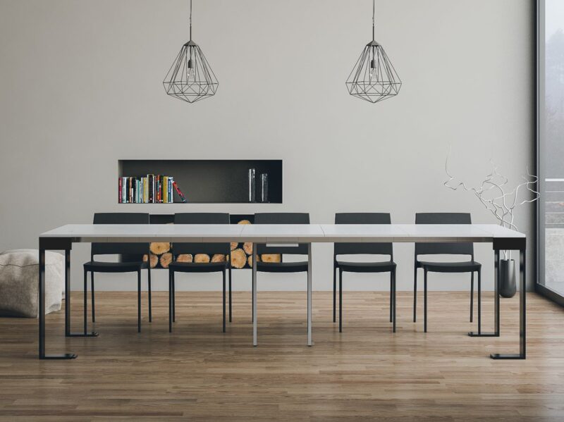 Consolle allungabile 90x40/300 cm Tecno Evolution bianco frassino - immagine 4