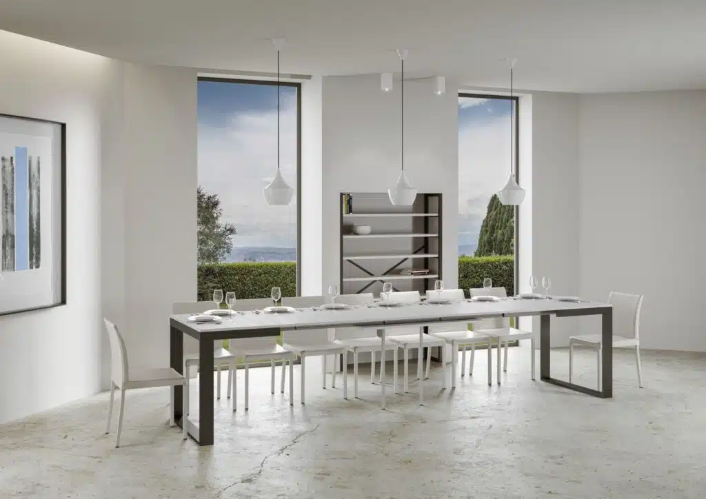 Tavolo allungabile 120/380x90 cm Tecno Evolution bianco frassino telaio e gambe antracite - foto 3