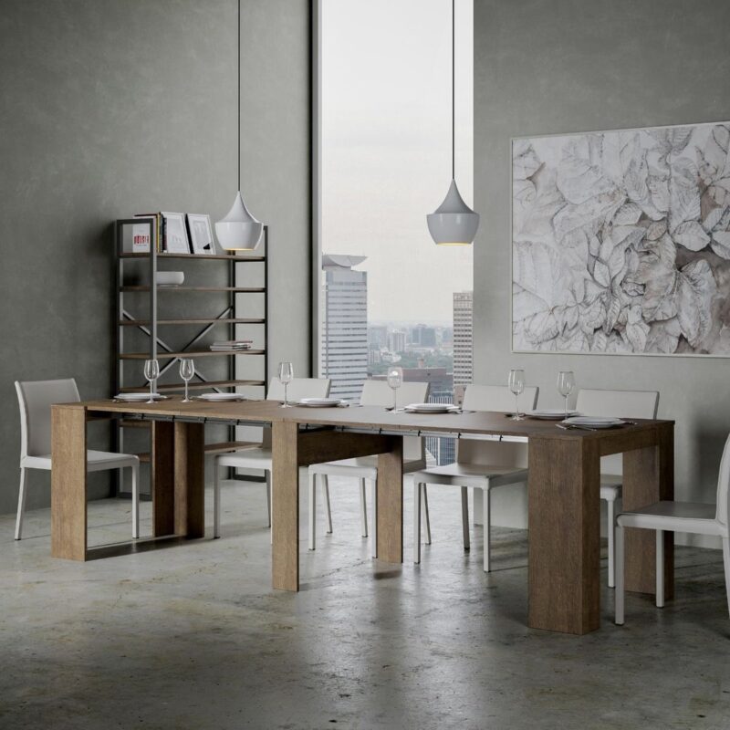 Consolle allungabile 90x48/296 cm Venus noce allunghe interne - immagine 5
