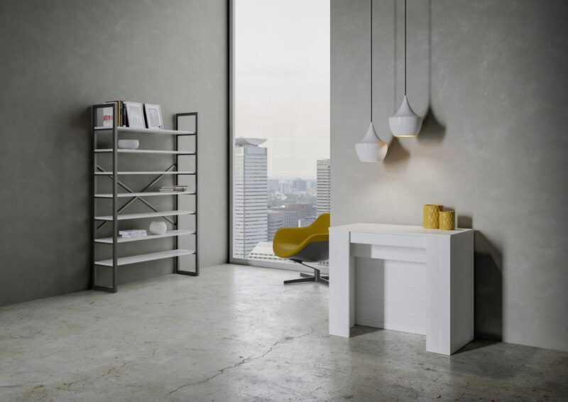 Consolle allungabile 90x48/296 cm Venus bianco frassino allunghe interne - immagine 2