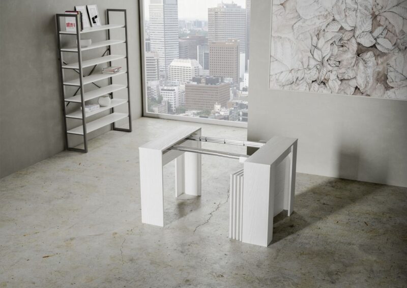 Consolle allungabile 90x48/296 cm Venus bianco frassino allunghe interne - immagine 4
