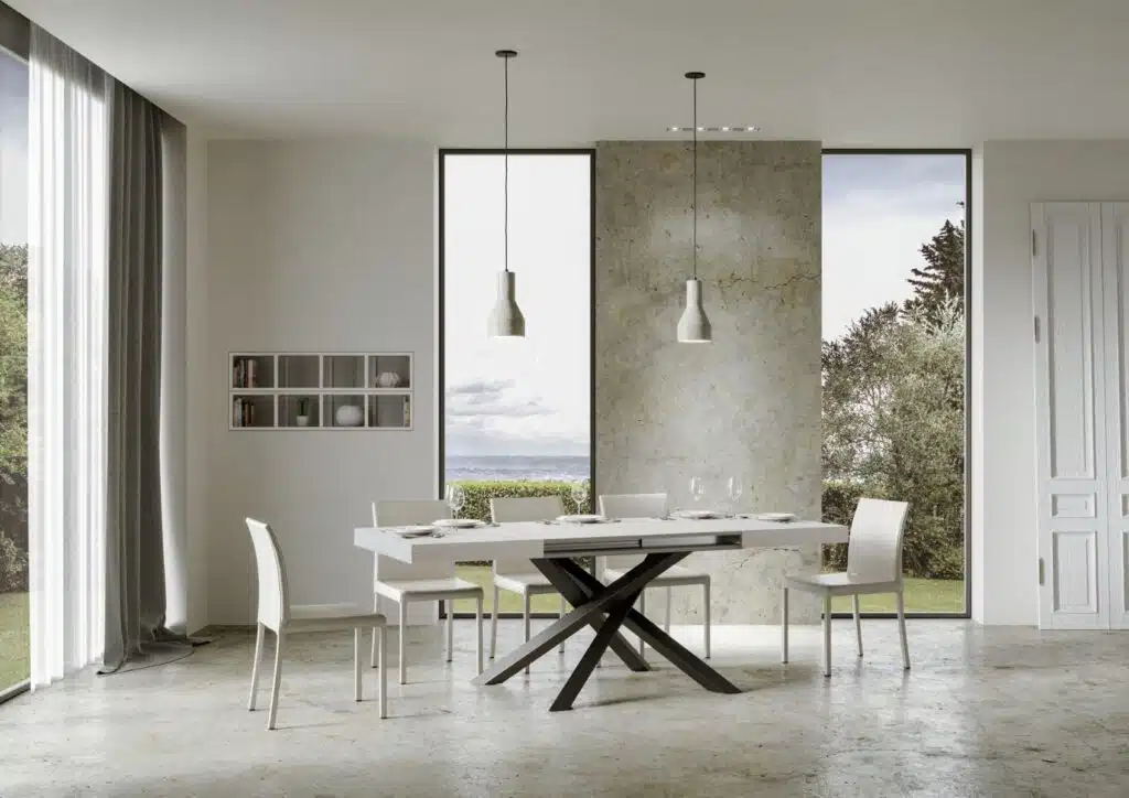 Tavolo allungabile 160/264x90 cm Volantis bianco frassino gambe antracite - foto 5