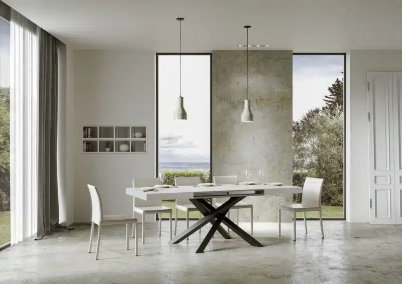 Tavolo allungabile 160/264x90 cm Volantis bianco frassino gambe antracite - foto 5