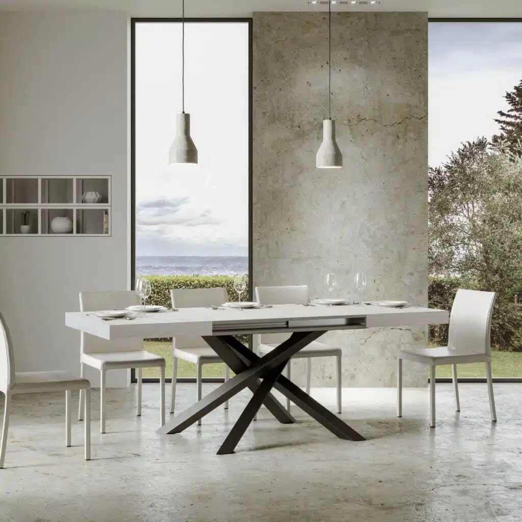 Tavolo allungabile 160/264x90 cm Volantis bianco frassino gambe antracite - foto 4