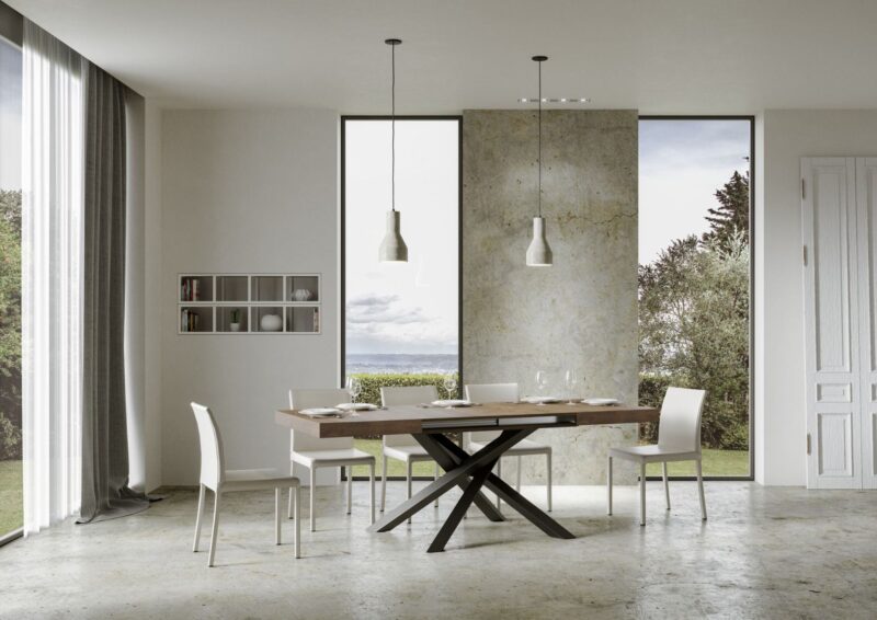 Tavolo allungabile 180/284x90 cm Volantis noce gambe antracite - immagine 5