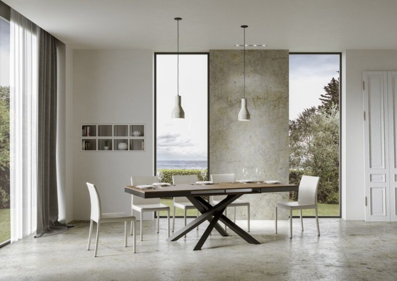 Tavolo allungabile 120/224x90 cm Volantis Evolution noce telaio e gambe antracite - immagine 4