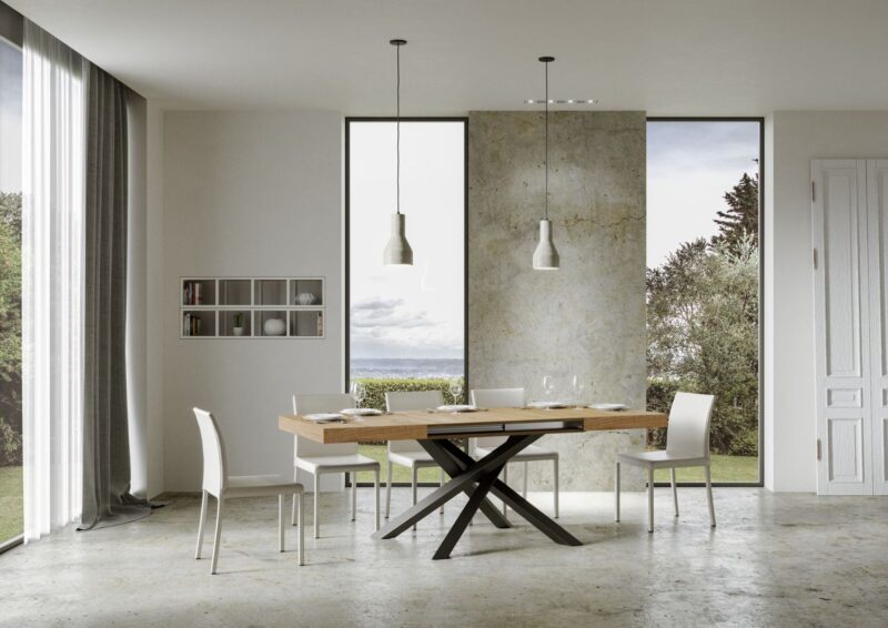 Tavolo allungabile 130/234x90 cm Volantis quercia natura gambe antracite - immagine 5