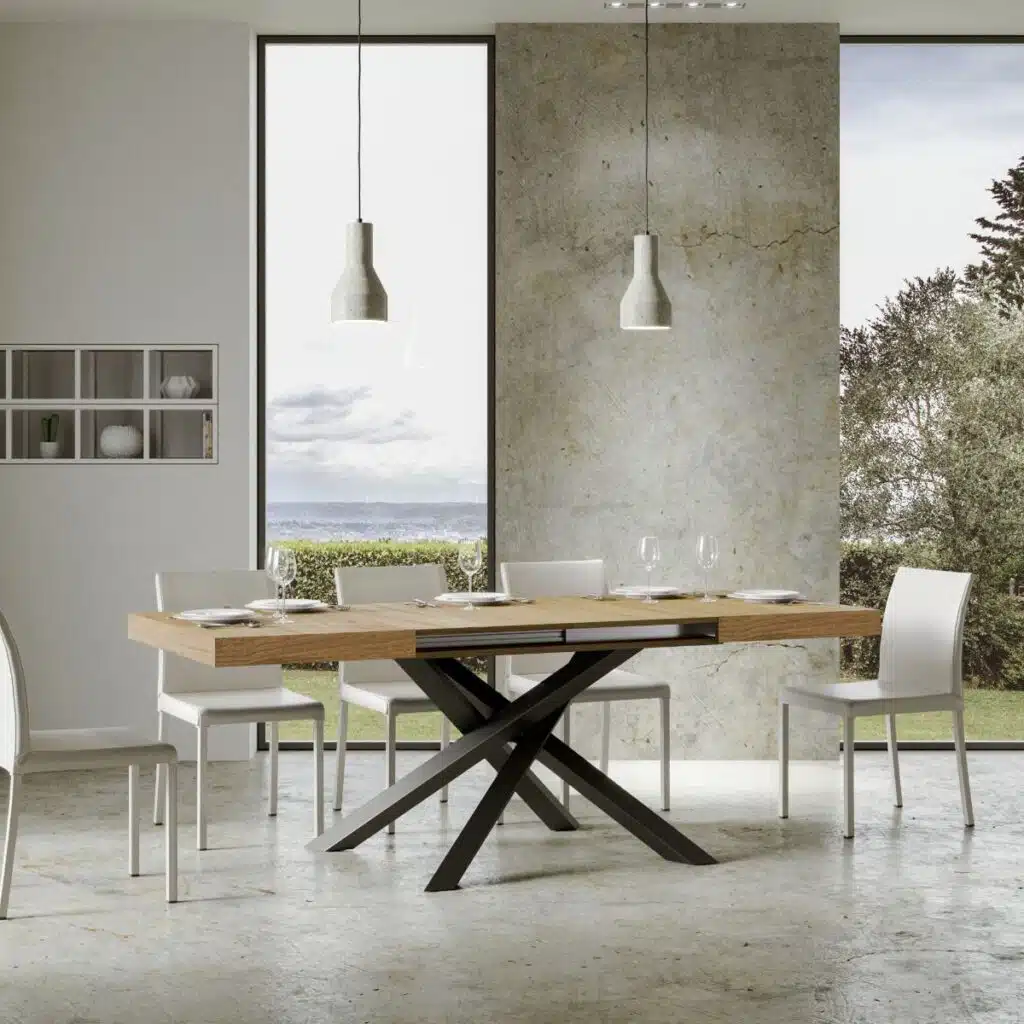 Tavolo allungabile 160/420x90 cm Volantis quercia natura gambe antracite - foto 4