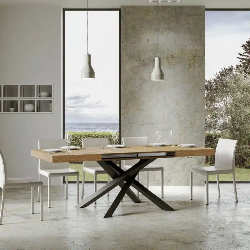 Tavolo allungabile 160/420x90 cm Volantis quercia natura gambe antracite - foto 4