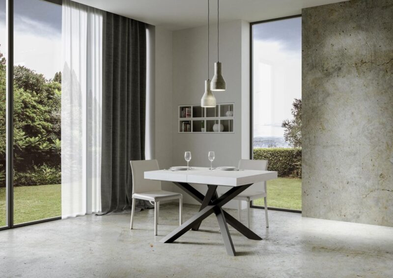 Tavolo allungabile 120/224x90 cm Volantis bianco frassino gambe antracite - immagine 3