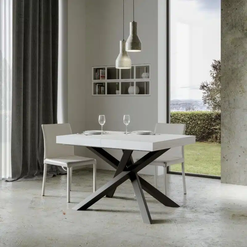 Tavolo allungabile 130/234x90 cm Volantis bianco frassino gambe antracite - foto 2