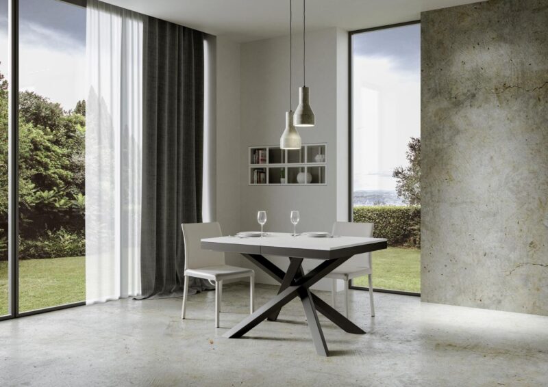 Tavolo allungabile 120/224x90 cm Volantis Evolution bianco frassino telaio e gambe antracite - immagine 2