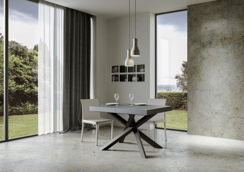 Tavolo allungabile 140/244x90 cm Volantis cemento gambe antracite - immagine 3