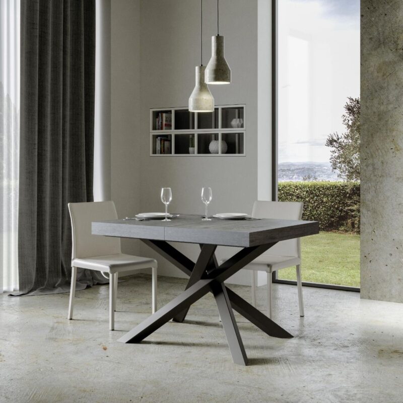 Tavolo allungabile 140/244x90 cm Volantis cemento gambe antracite - immagine 2