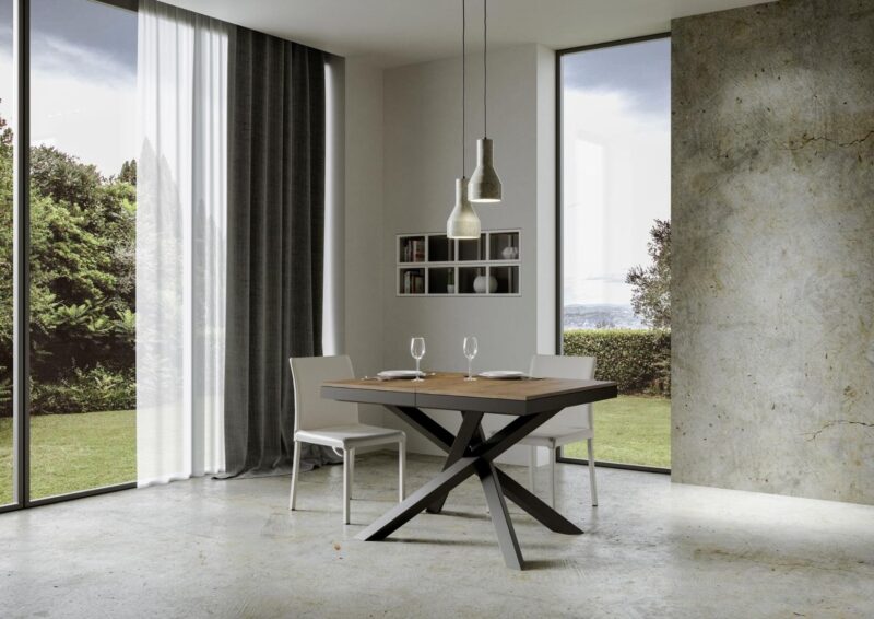 Tavolo allungabile 120/224x90 cm Volantis Evolution noce telaio e gambe antracite - immagine 3