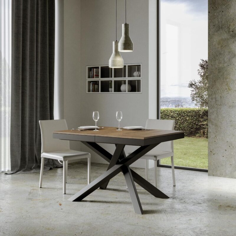 Tavolo allungabile 120/224x90 cm Volantis Evolution noce telaio e gambe antracite - immagine 2