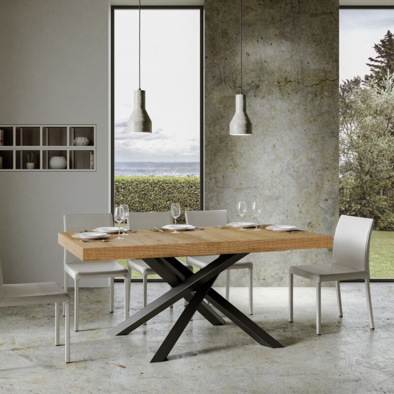 Tavolo allungabile 160/264x90 cm Volantis quercia natura gambe antracite - immagine 3
