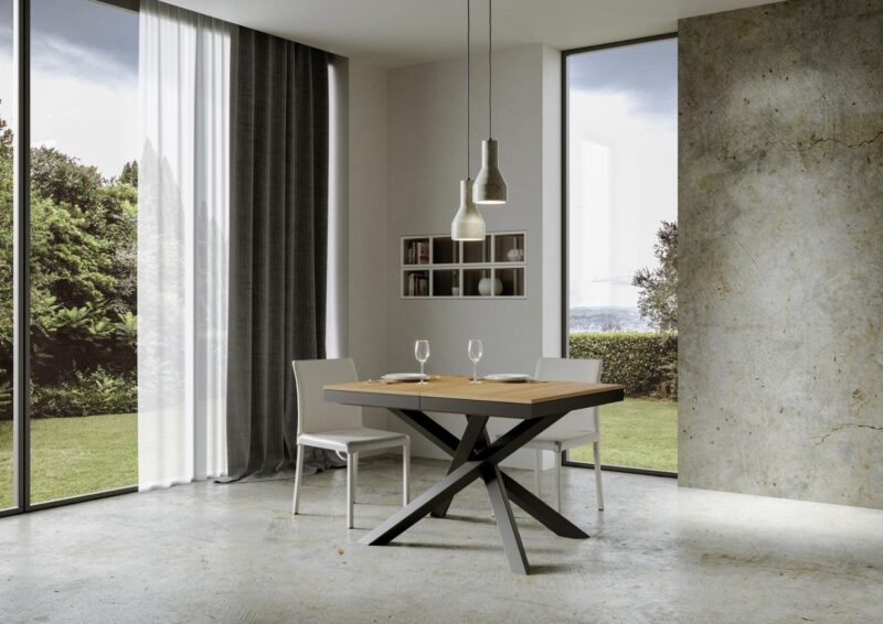 Tavolo allungabile 120/224x90 cm Volantis Evolution quercia natura telaio e gambe antracite - immagine 2