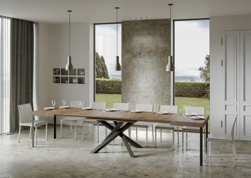 Tavolo allungabile 200/460x90 cm Volantis noce gambe antracite - immagine 6