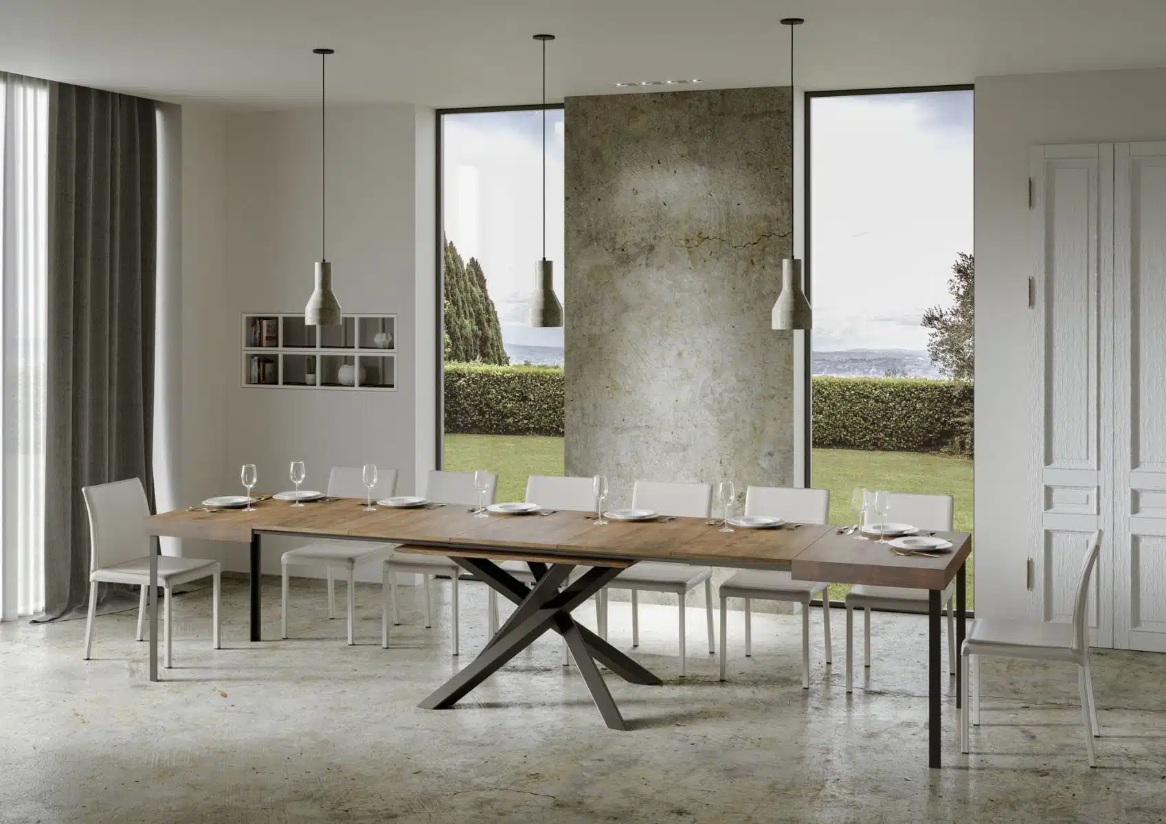 Tavolo allungabile 130/390x90 cm Volantis noce gambe antracite - immagine 6