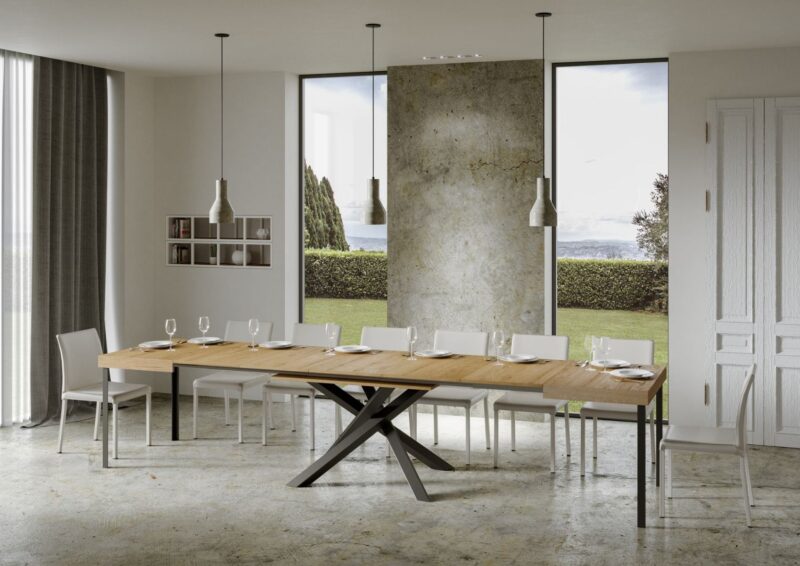 Tavolo allungabile 200/460x90 cm Volantis quercia natura gambe antracite - immagine 6