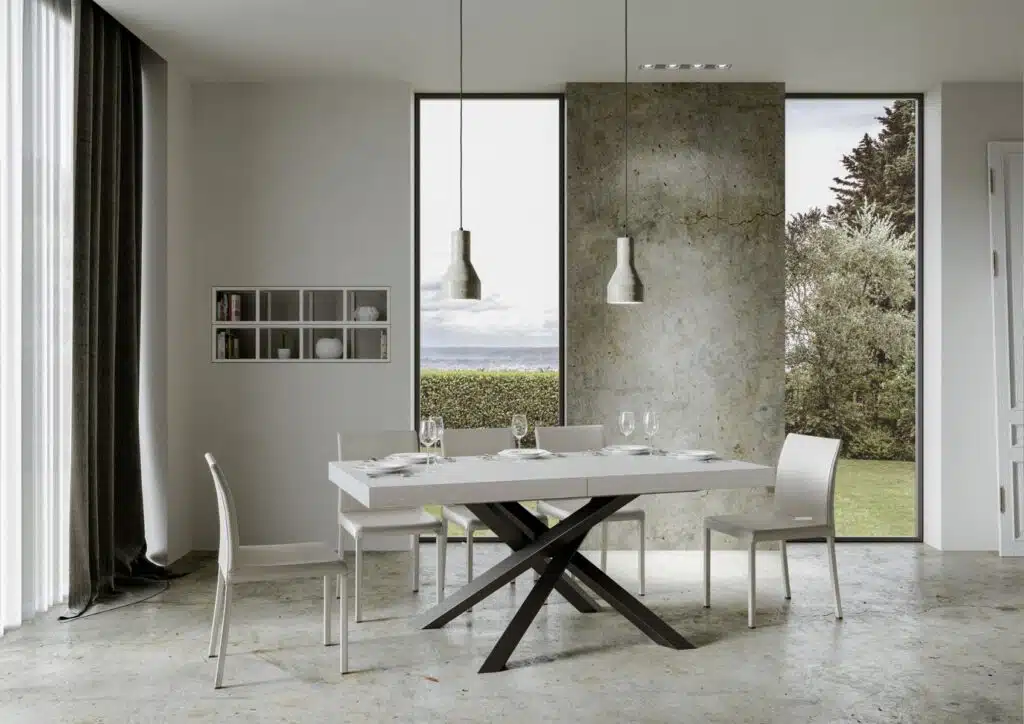 Tavolo allungabile 160/264x90 cm Volantis bianco frassino gambe antracite - foto 3