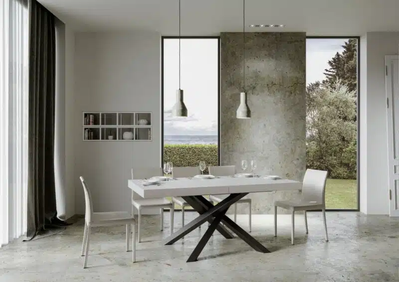 Tavolo allungabile 160/264x90 cm Volantis bianco frassino gambe antracite - foto 3