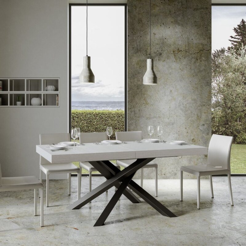 Tavolo allungabile 160/264x90 cm Volantis bianco frassino gambe antracite - immagine 2