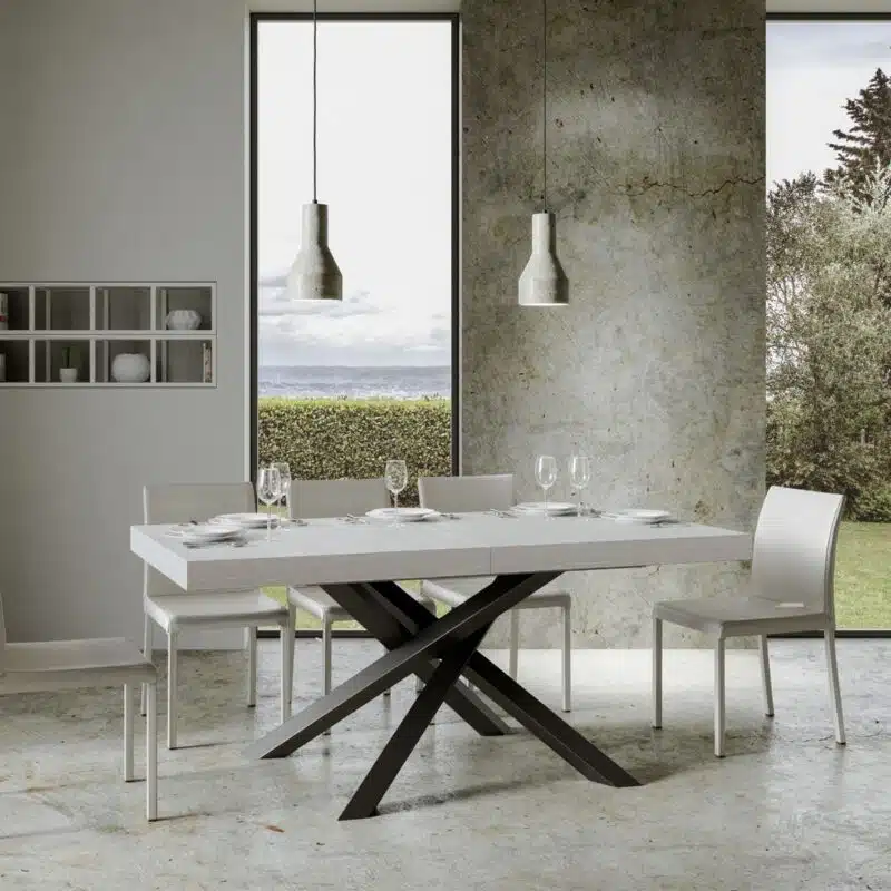 Tavolo allungabile 160/264x90 cm Volantis bianco frassino gambe antracite - foto 2