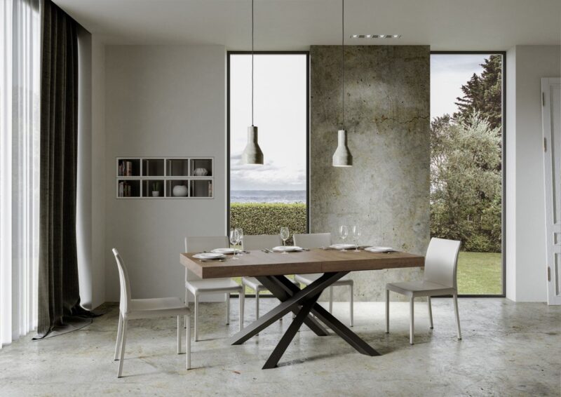 Tavolo allungabile 160/264x90 cm Volantis noce gambe antracite - immagine 2
