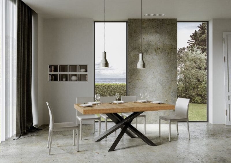 Tavolo allungabile 160/264x90 cm Volantis quercia natura gambe antracite - immagine 2