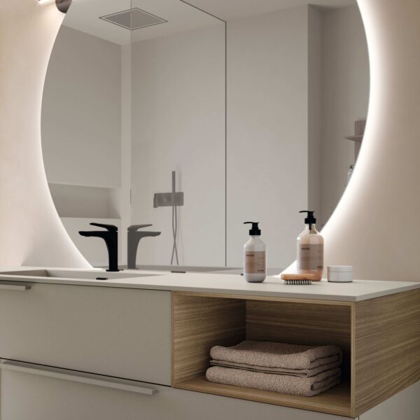 Mobile Bagno Minimalista M1 Smart Baxar: vista frontale, design italiano, arredo bagno moderno