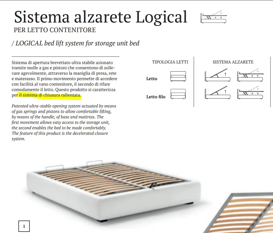 Letto matrimoniale Samoa Light moderno bianco, doghe legno, sistema alzarete contenitore.