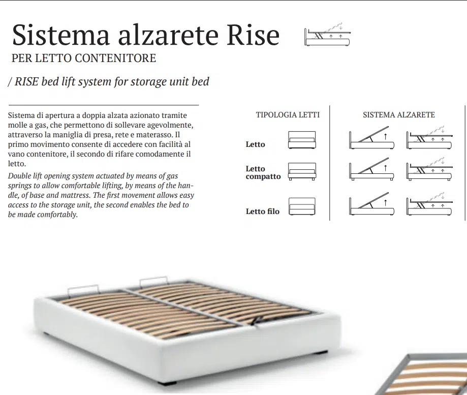 Letto rotondo Samoa SPECIAL bianco con sistema alzarete Rise e doghe in legno.