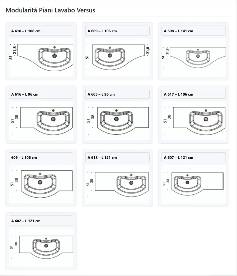 B201 A609 Versus – Mobile arredo bagno design curvo stondato L.106 cm personalizzabile COMPAB - immagine 7