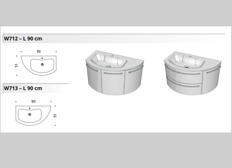 Mobile Bagno Curvo Salvaspazio ELY W713 | ARCOM L.90 cm - immagine 3