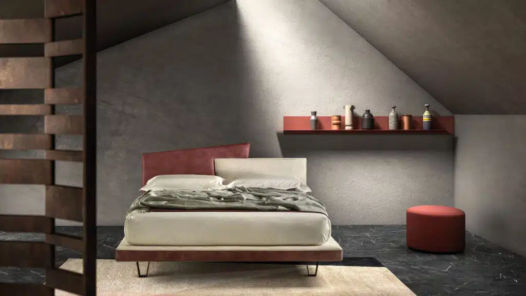 Letto Matrimoniale Autoportante Samoa Link, design Made in Italy: vista frontale elegante in camera moderna.