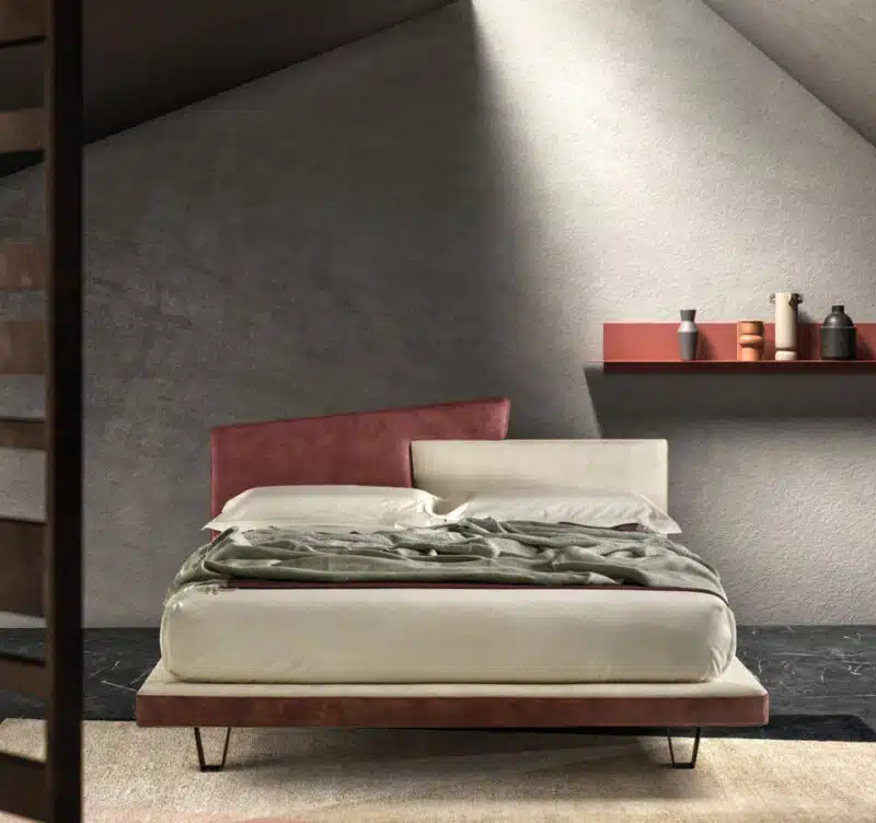Letto Matrimoniale Autoportante Samoa Link, design Made in Italy: vista frontale elegante in camera moderna.