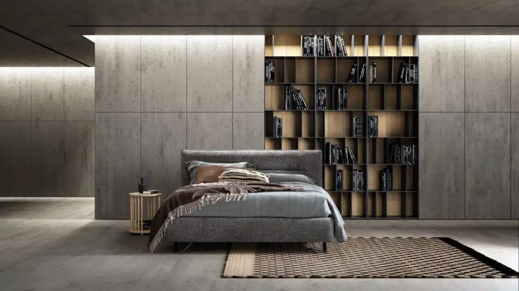 Letto Matrimoniale Samoa CUT, design moderno Made in Italy - vista frontale, camera da letto elegante
