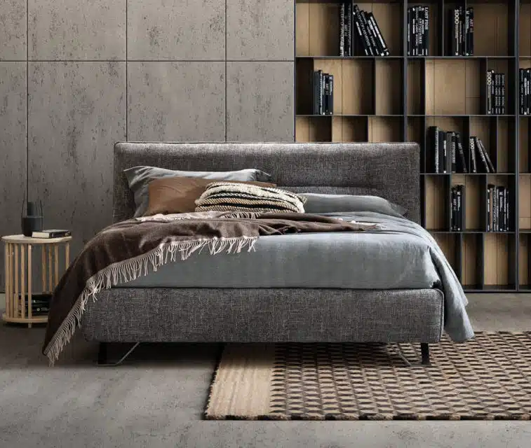 Letto Matrimoniale Samoa CUT, design moderno Made in Italy - vista frontale, camera da letto elegante