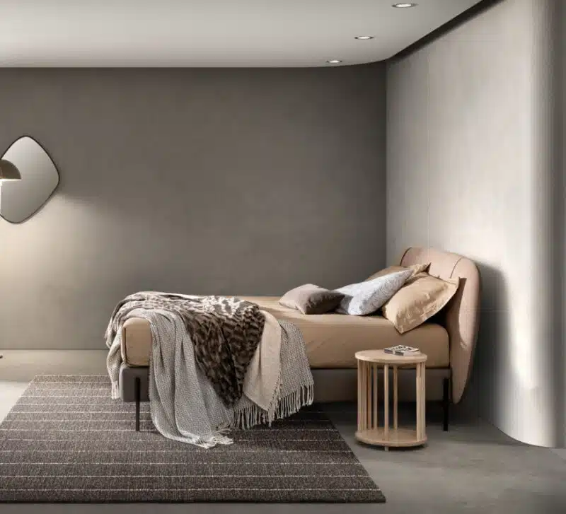 Letto Matrimoniale Samoa SET con contenitore, meccanismo sollevamento rete, design funzionale.
