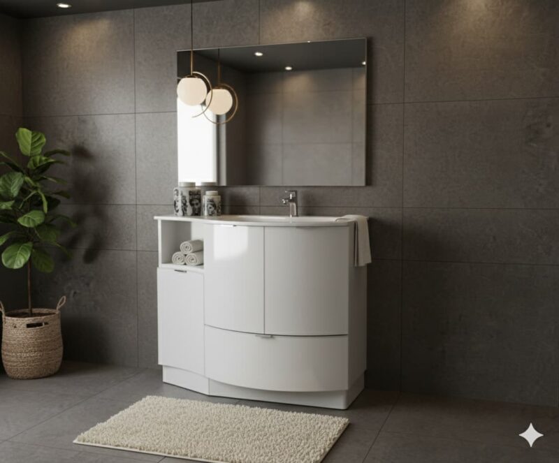 COMPAB Mobile Bagno Curvo stondato L.106 cm a terra - immagine 4