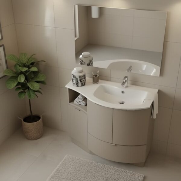 COMPAB Mobile Bagno Curvo stondato L.106 cm a terra