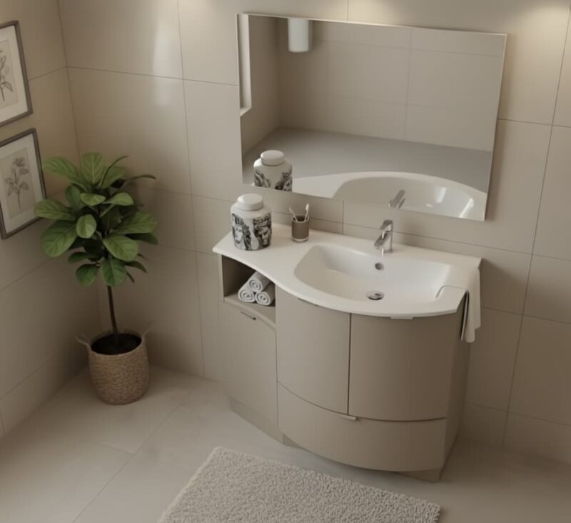COMPAB Mobile Bagno Curvo stondato L.106 cm a terra