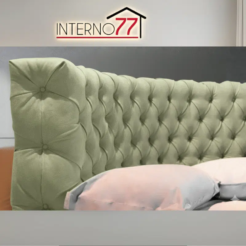 Dettaglio testiera Letto Rotondo Imperial Light - capitonnè, finiture di pregio, design italiano