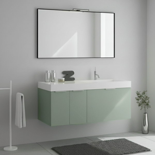COMPAB B201 CITY - Mobile bagno sospeso L.120cm, piano integrato. Design moderno, vista frontale.